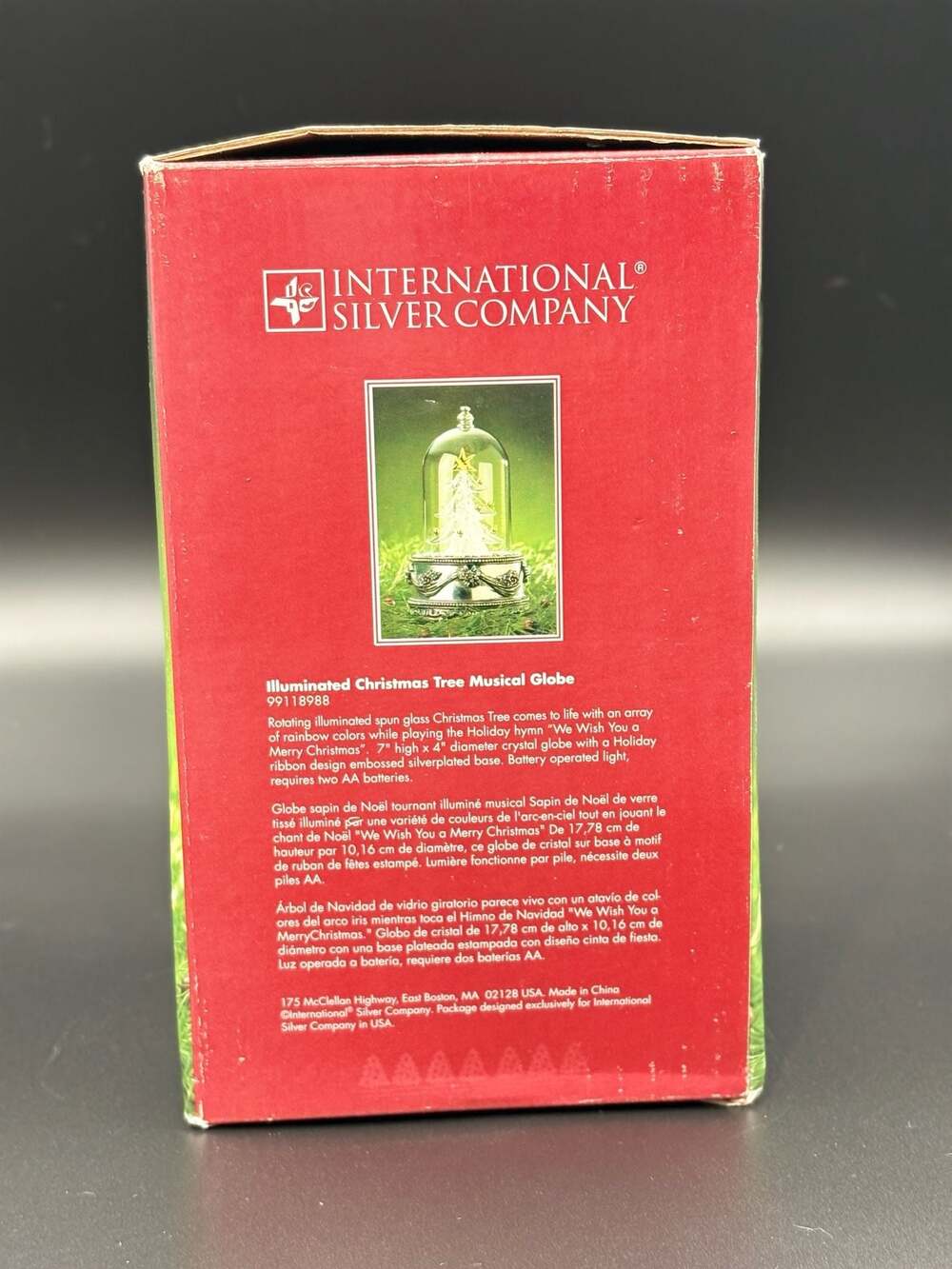 International Silver Company Illuminated Christmas Tree Musical Globe - Picture 2 of 3